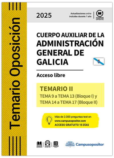 Temario: Cuerpo auxiliar de la Administración general de Galicia. 2025. TOMO II