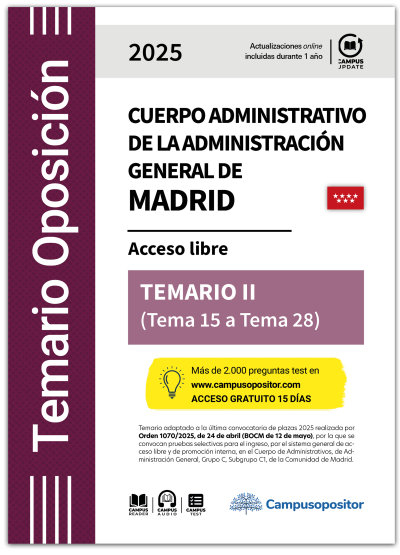 Temario: Cuerpo administrativo de la Administración general de Madrid. 2025. TOMO II