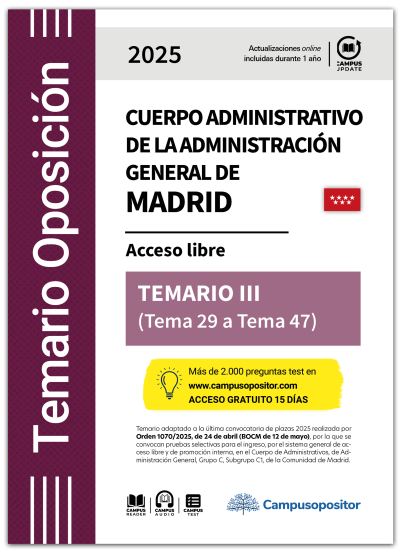 Temario: Cuerpo administrativo de la Administración general de Madrid. 2025. TOMO III