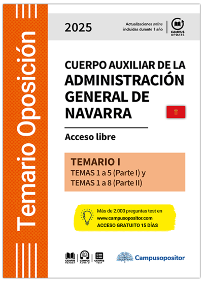 Temario: Cuerpo auxiliar de la Administración general de Navarra. 2025. TOMO I