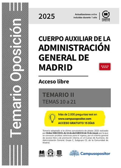 Temario: Cuerpo auxiliar de la Administración general de Madrid. 2025. TOMO II