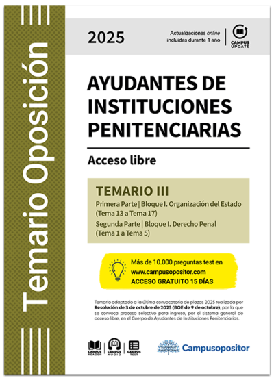 TEMARIO: Cuerpo de Ayudantes de Instituciones Penitenciarias 2025. TOMO III